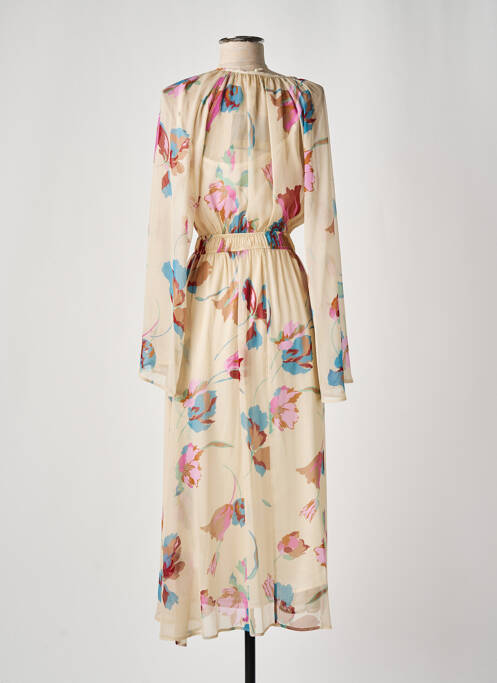 Robe longue manches longues manches longues beige ANGELA DAVIS femme