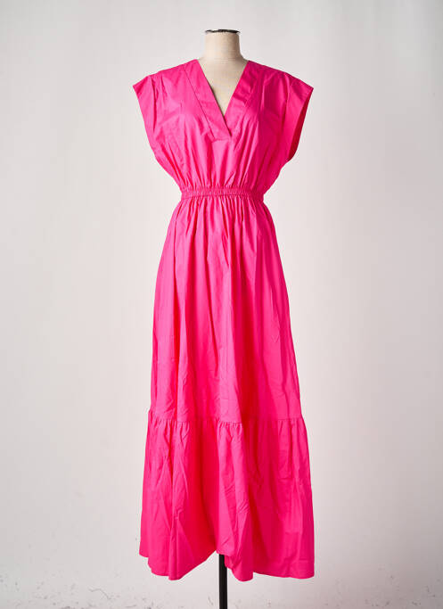 Robe longue manches courtes manches courtes rose ANGELA DAVIS femme