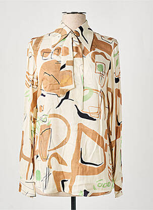 Blouse tissage popeline manches longues beige DIANA GALLESI femme
