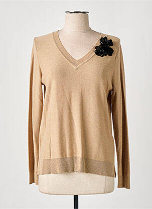Pull col v manches longues beige DIANA GALLESI femme