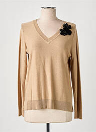 Pull col v manches longues beige DIANA GALLESI femme