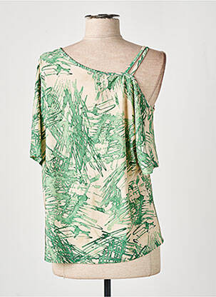 Top stretch manches courtes vert FRIDA MADÉ femme