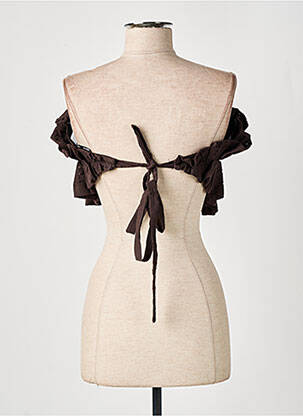 Top coupe cintrée sans manche marron LUMINA femme