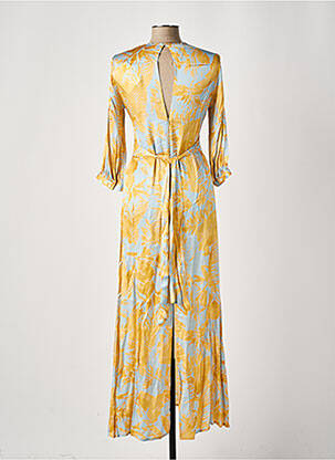 Robe longue imprimé fantaisie manches 3/4 jaune ANGELA DAVIS femme