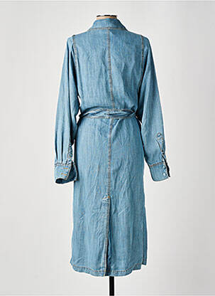 Robe mi-longue coupe fluide manches longues bleu ANGELA DAVIS femme