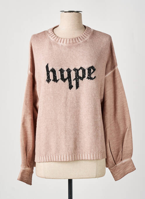 Pull tissage chiné manches longues rose ANGELA DAVIS femme
