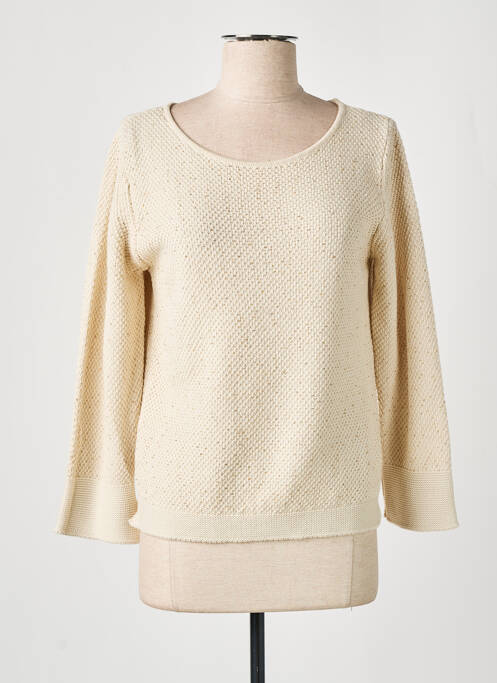 Pull col rond manches longues beige FRIDA MADÉ femme