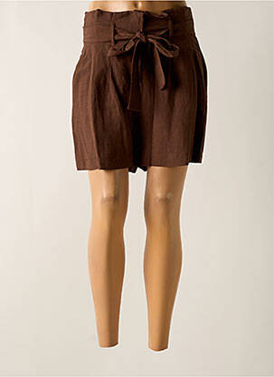 Short taille à pinces taille haute marron ANGELA DAVIS femme