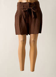 Short taille à pinces taille haute marron ANGELA DAVIS femme