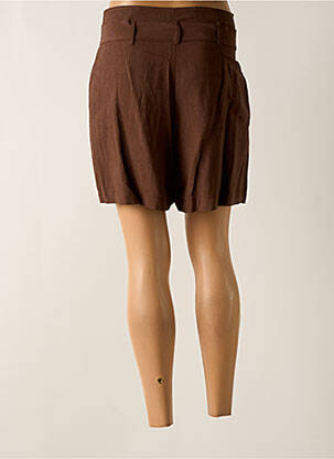 Short taille à pinces taille haute marron ANGELA DAVIS femme