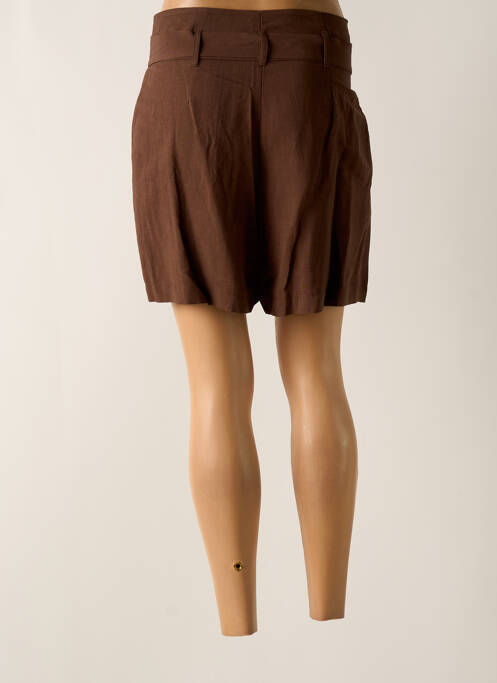 Short taille à pinces taille haute marron ANGELA DAVIS femme