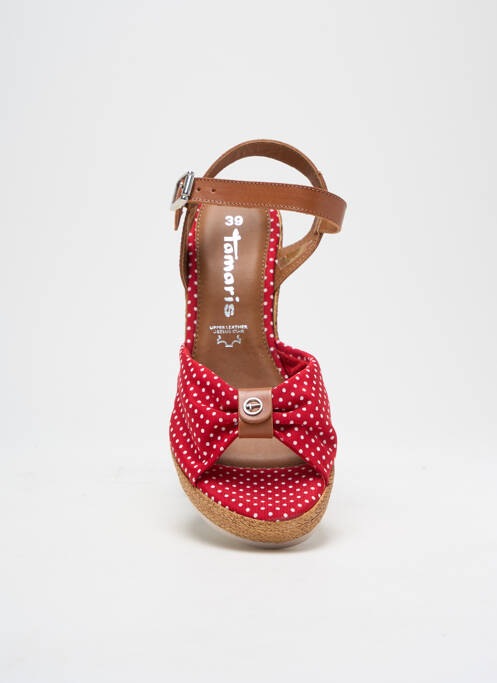 Sandales/nu pieds tissage satiné talon de 7 à 9cm rouge TAMARIS femme