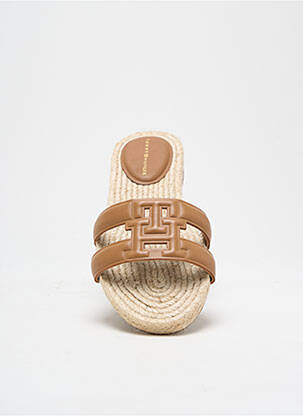 Espadrilles tissage satiné talon plat jusqu'à 3cm marron TOMMY HILFIGER femme
