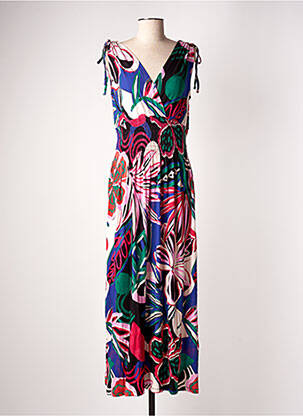 Robe longue imprimé fleurs sans manche rose GEISHA femme