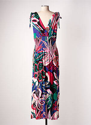 Robe longue imprimé fleurs sans manche rose GEISHA femme