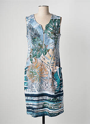 Robe mi-longue imprimé fantaisie sans manche bleu DOLCEZZA femme