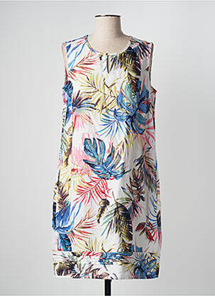 Robe mi-longue tissage crêpe sans manche blanc CECIL femme