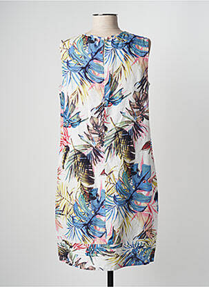 Robe mi-longue tissage crêpe sans manche blanc CECIL femme