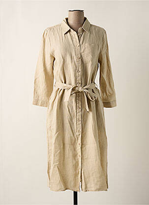 Robe mi-longue manches 3/4 manches 3/4 beige STREET ONE femme