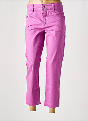 Pantalon 7/8 fermeture zippée sous rabat boutonné violet C'EST BEAU LA VIE femme