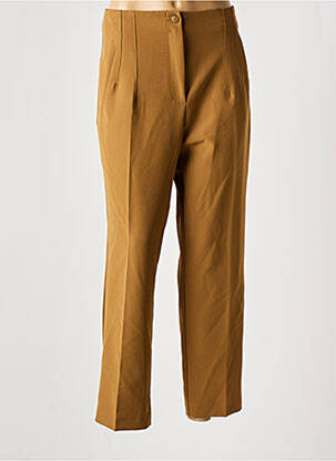 Pantalon 7/8 fermeture zippée sous rabat boutonné marron AMY&CLO femme