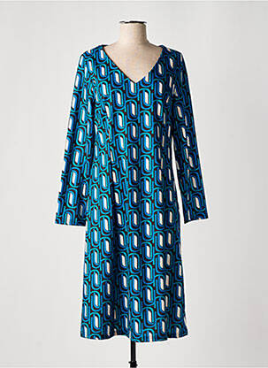 Robe mi-longue imprimé fantaisie manches longues bleu SWEET MISS femme