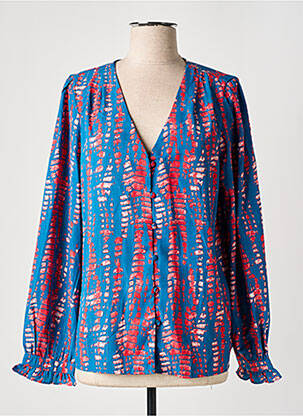 Chemisier imprimé fantaisie manches longues bleu BY ONE femme