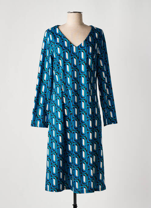 Robe mi-longue imprimé fantaisie manches longues bleu SWEET MISS femme