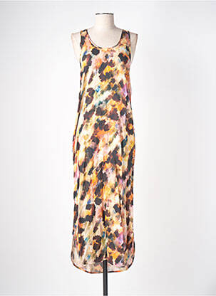 Robe longue imprimé fantaisie sans manche orange MAEVY femme