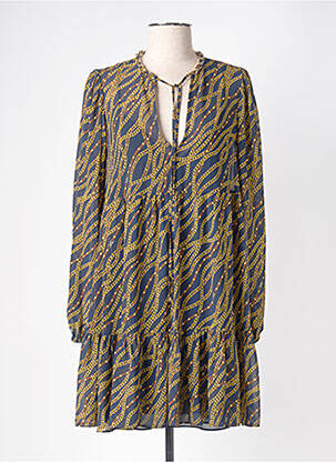 Robe courte coupe évasée manches longues bleu MICHAEL KORS femme