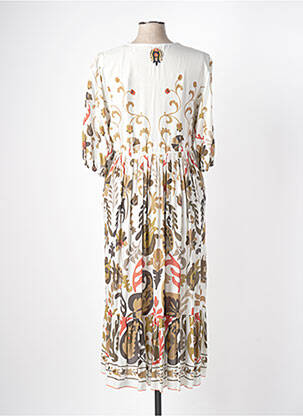 Robe longue coupe évasée manches 3/4 beige MALIPARMI femme