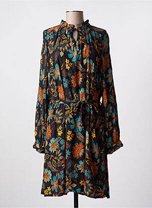 Robe mi-longue imprimé fleurs manches longues noir LE PETIT BAIGNEUR femme