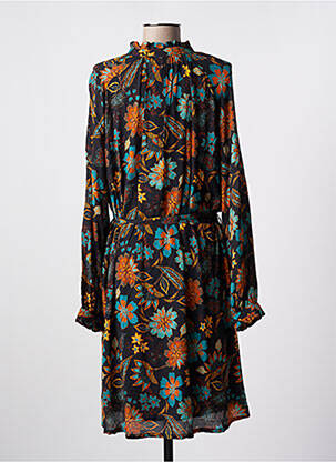 Robe mi-longue imprimé fleurs manches longues noir LE PETIT BAIGNEUR femme