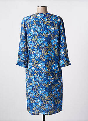Robe mi-longue imprimé fleurs manches 3/4 bleu LE PETIT BAIGNEUR femme