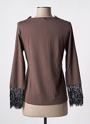 Top coupe cintrée manches longues marron MALOKA femme