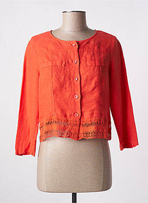 Veste casual col rond orange MALOKA femme