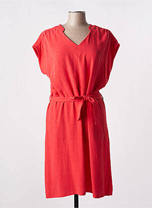 Robe mi-longue tissage crêpe manches courtes rouge LE PETIT BAIGNEUR femme