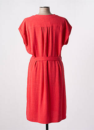 Robe mi-longue tissage crêpe manches courtes rouge LE PETIT BAIGNEUR femme