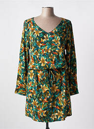 Robe mi-longue imprimé fleurs manches longues vert LE PETIT BAIGNEUR femme