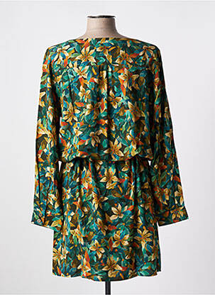 Robe mi-longue imprimé fleurs manches longues vert LE PETIT BAIGNEUR femme
