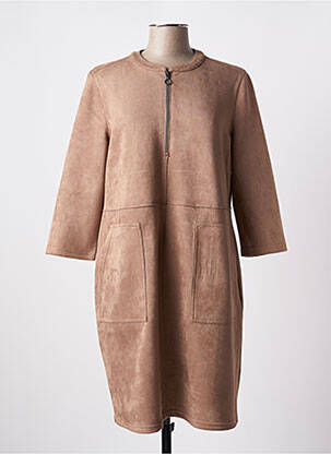 Robe mi-longue manches 3/4 manches 3/4 marron STREET ONE femme