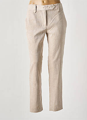 Pantalon droit fermeture zippée sous rabat boutonné beige ANNAHPA femme