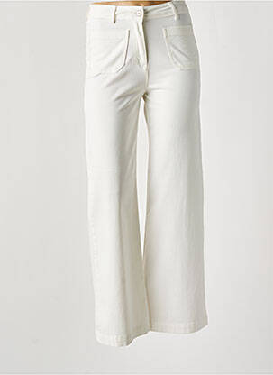 Pantalon flare fermeture zippée sous rabat boutonné blanc LE PETIT BAIGNEUR femme