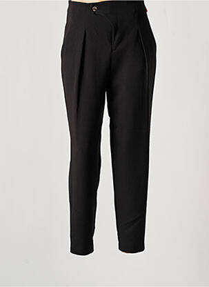 Pantalon droit fermeture zippée sous rabat boutonné noir TEMPERATURA femme