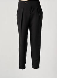 Pantalon droit fermeture zippée sous rabat boutonné noir TEMPERATURA femme