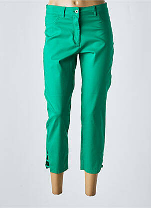 Pantalon 7/8 fermeture zippée sous rabat boutonné vert MALOKA femme