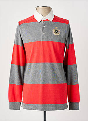 Polo imprimé rayures manches longues rouge CAMBRIDGE homme