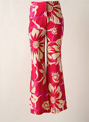Pantalon large tissage crêpe taille haute rose MORGAN femme