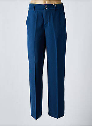 Pantalon droit fermeture zippée sous rabat boutonné bleu STREET ONE femme