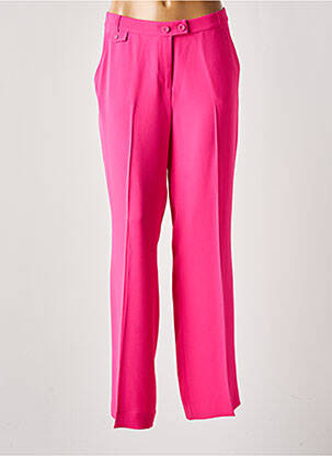 Pantalon droit fermeture zippée sous rabat boutonné rose EVA KAYAN femme